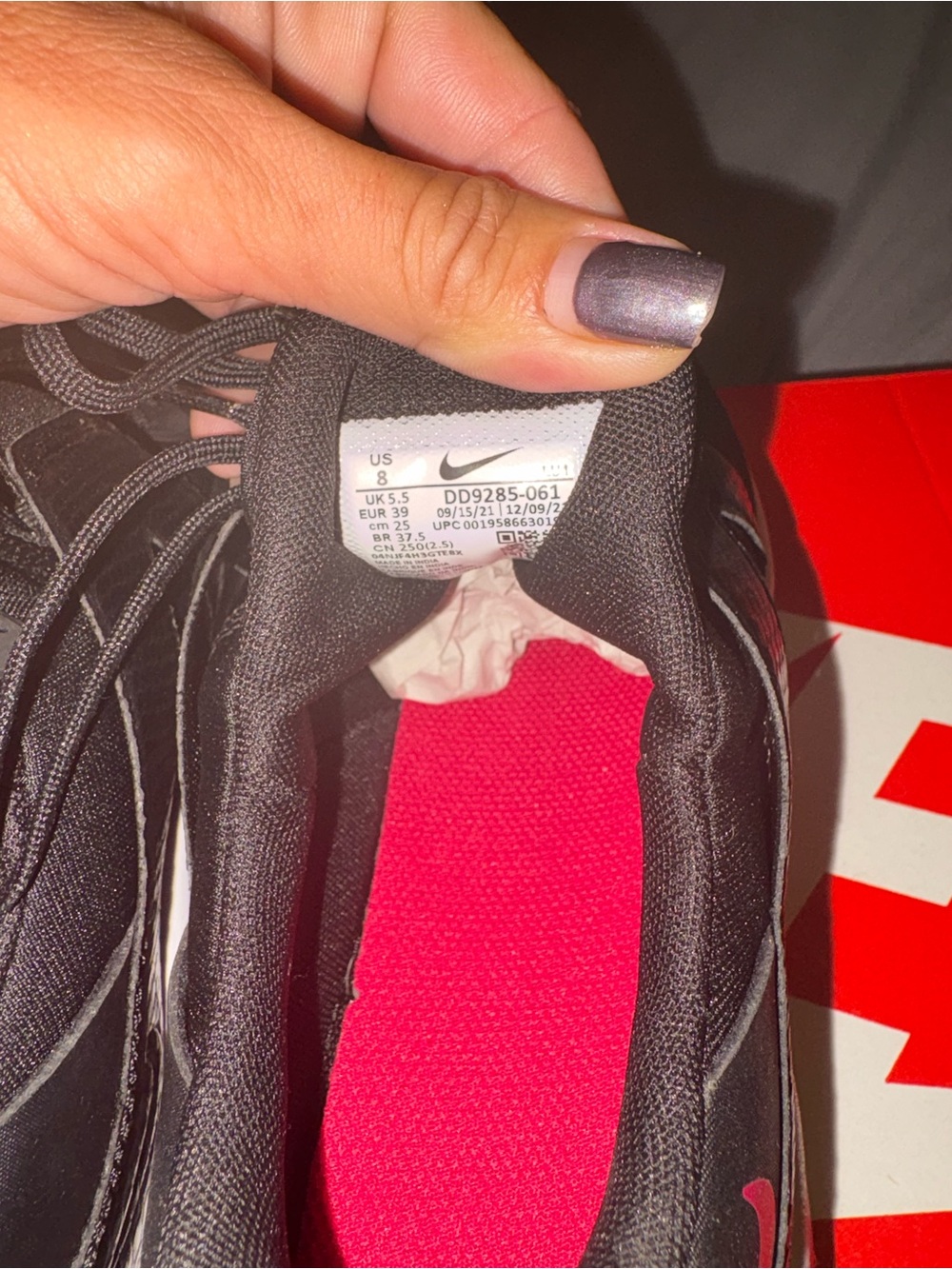 Nike Women's Black Sneakers with Pink Accents - Picture 5 of 5